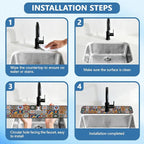 2 Pcs Kitchen Sink Splash Guard Faucet Mats Colored Bohemian Tiles Pattern - Image 4