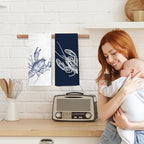 Vintage Lobster Coastal Beach Kitchen Towels, Nautical Dish Tea Towel Drying - Image 3