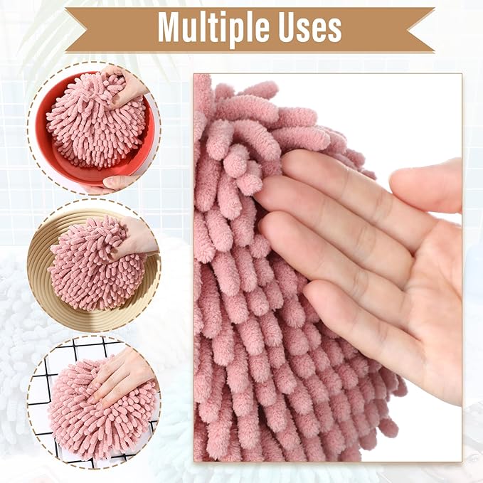 Macarrie 12 Packs Fluffy Towel Chenille Hand Towel Absorbent Fast Drying Hand - Image 4