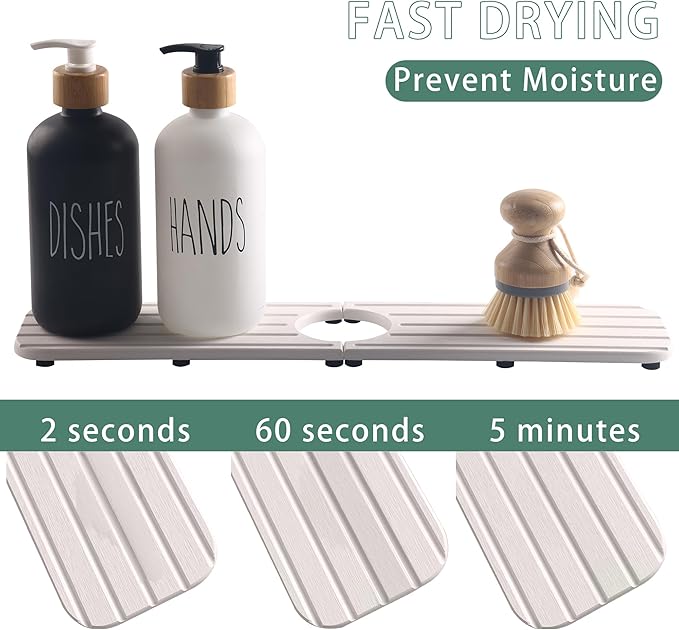 17inch x 4inch Kitchen Sink Faucet Mat, Water Absorbing Stone Faucet Splash - Image 4