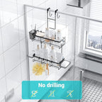 Over the Door Shower Caddy Hanging: Black Rustproof Shower Organizer over the - Image 4