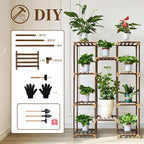 Uneedem Plant Stand Indoor Outdoor, Tall Plant Shelf for Multiple Plants, 10 tiers 11 Pot Large Plants Holder Rack Wood Plant Shelves for Room Corner Balcony Garden Patio - Image 6