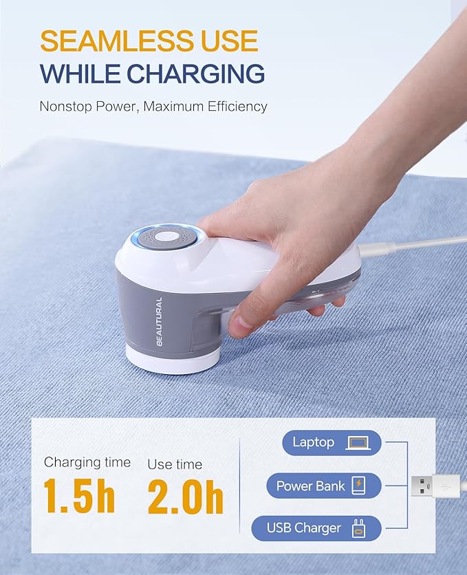 BEAUTURAL Fabric Shaver, Rechargeable Lint Remover - Image 4