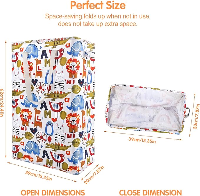 Odonata Slim Laundry Hamper Handles Collapsible Laundry Basket Thin Dirty - Image 2