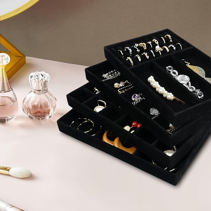 Cirhy 4 Stackable Jewelry Trays Organizer Set - Image 8