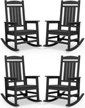 SERWALL HDPE Outdoor Rocking Chair Set of 4, Patio Rocking Chairs, All-Weather Porch Rockers for Adults, Black by SERWALL