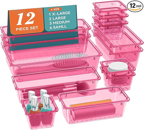 12 PCS Drawer Organizer Set, 4 Sizes Tool Storage Trays by Unknown