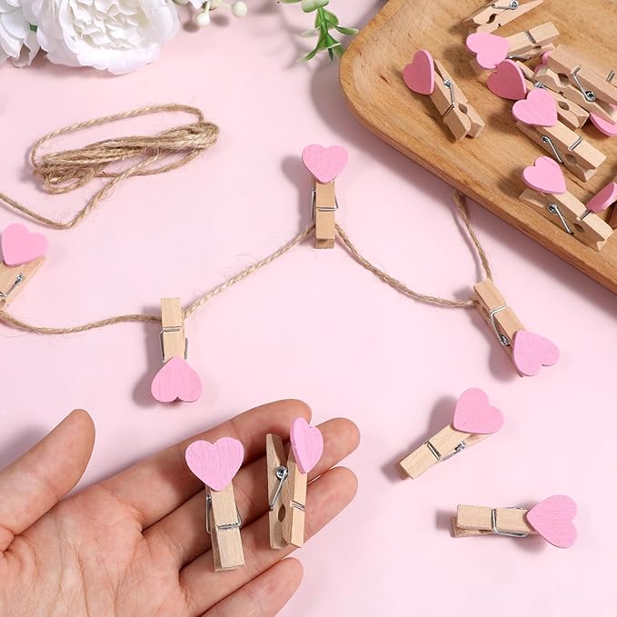 20 PCS Heart Wooden Clothespins - Image 3