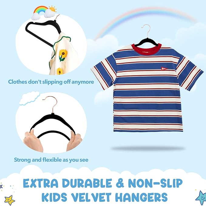 House Day Velvet Kids Hangers 60 Pack, Premium Children Hangers - Image 3