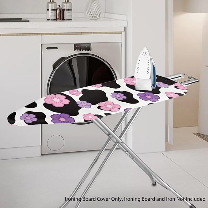 Pink Flower Cow Print Ironing Board Cover Soft Stain Resistant Ironing Board - Image 2
