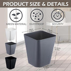 Hoolerry 9 Pieces Garbage Can 2 Gallon Small Trash Cans Bulk Bathroom Trash Bin - Image 2