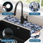 Blooming Lily Sink Splash Guard Faucet Mat Blue Lily Flowers Super Absorbent - Image 4