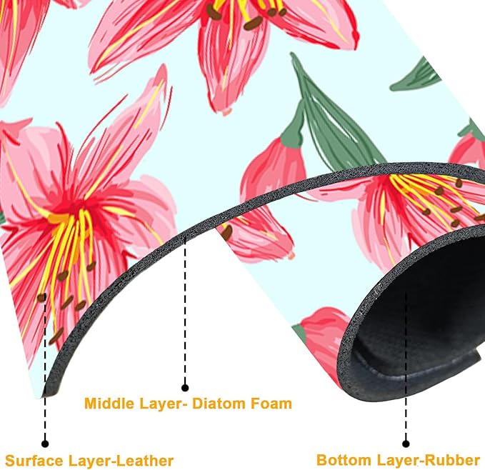 2 Pack Vintage Flowers Leaves Sink Faucet Absorbing Mat Colorful Llilies Super - Image 3