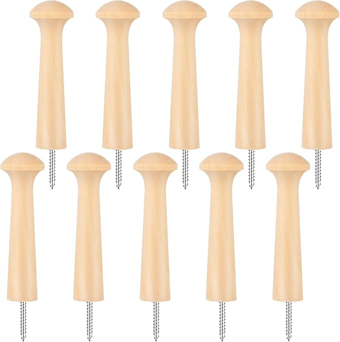 10 Pcs Wooden Shaker Peg Screw-On Solid Wood Hook 3.8 Inch Wooden Pegs Long by Unknown