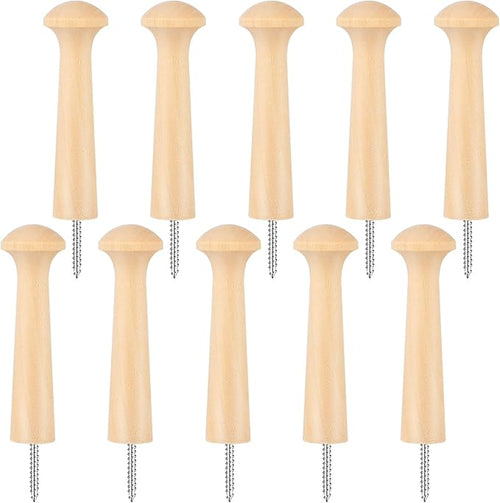 10 Pcs Wooden Shaker Peg Screw-On Solid Wood Hook 3.8 Inch Wooden Pegs Long by Unknown