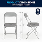 Flash Furniture Hercules Series Plastic Folding Chair - Grey - 6 Pack 650LB Weight Capacity Comfortable Event Chair-Lightweight Folding Chair - Image 2