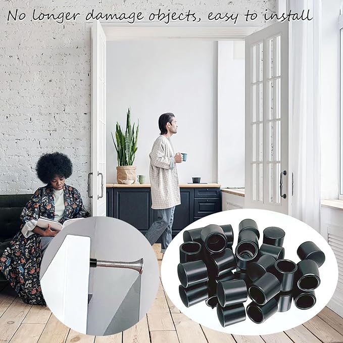 20 PCS Black Door Stop Caps, 0.39 Inch Rubber Tips, Door Stopper Protection - Image 2