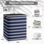 BALEINE Laundry Hamper with Lid, Tall Laundry Baskets with Bamboo Pull Handles - Image 4
