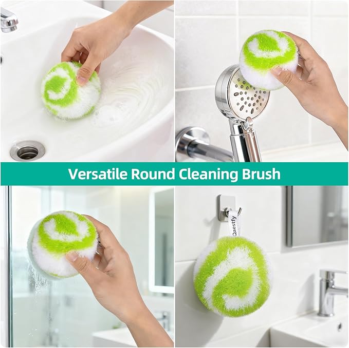 Qaestfy 4-in-1 Tub and Tile Shower Scrubber, Soft & Stiff Bristles Bathroom - Image 6