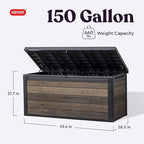 Keter Signature Collection 150 Gallon Resin Deck Box Organization and Storage Box for Patio Outdoor Cushions, Throw Pillows, Garden Tools and Pool Supplies, Walnut - Image 2