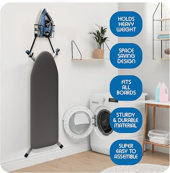 Ironing Board Holder Wall Mount & Over The Door Hanger, Laundry Room Ironing - Image 5