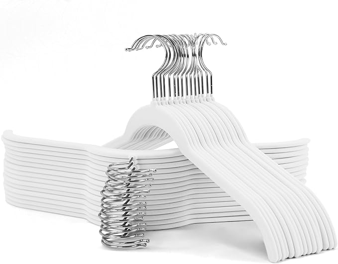30 Pack Velvet Clothes Hangers, Non-Slip Flocked Hangers by Sishynio