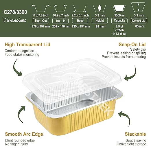 11" x 7.7" Heavy-Duty Aluminum Foil Pans - Image 3