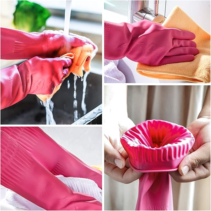 Dishwashing gloves 2 Pairs for kitchen, Rubber cleaning gloves, Long dish - Image 4