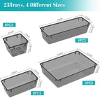 23 PCS Clear Plastic Drawer Organizers Set, 4 Size Desk Drawer Organizer Trays - Image 2