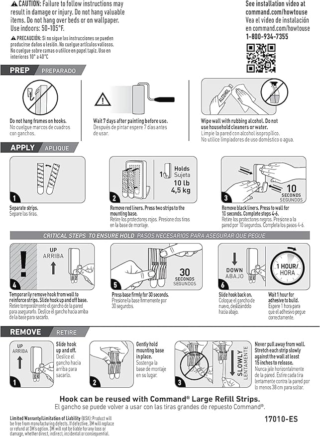 Command 10 lb XL Heavyweight Hook, 2 Wall Hooks and 6 Strips, Damage-Free - Image 8
