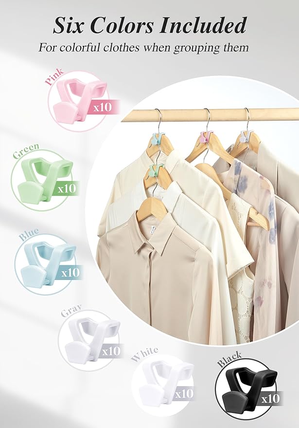 HOUSE DAY Closet Organizers and Storage 60 Pack, Space Saving Hanger, College - Image 5
