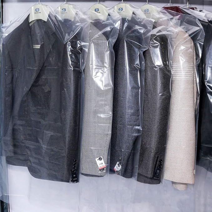 80Pcs Dry Cleaner Bags Plastic Clear Can be Hung Transparent Clothing Dust Cover - Image 2