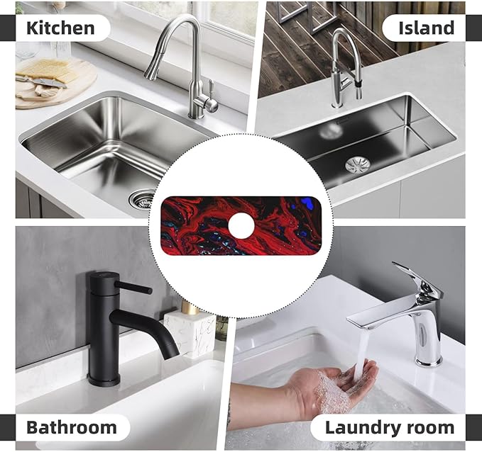 Red marble Kitchen sink faucet pad, strong water absorption, anti slip - Image 8