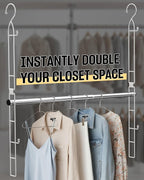 Hanging Closet Rod Stainless Steel, 1 Pack Adjustable Height & Width Closet Rod - Image 2