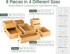 Kootek 8 Pcs Bamboo Drawer Organizer Utensil Tray Kitchen Storage Box 4-Size - Image 2