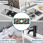 Lotus Pond Pattern Sink Splash Guard Faucet Mat Lotus Flowers Leaves Super - Image 7