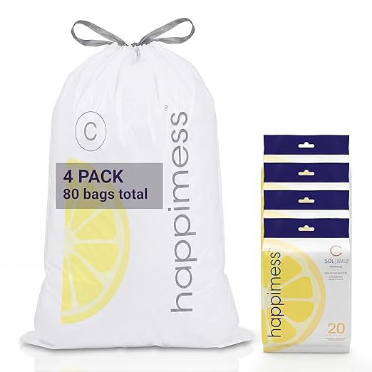 happimess 13.2 Gallon Drawstring Trash Bags, Lemon Scent, Heavy Duty MDPE Liners by Happimess