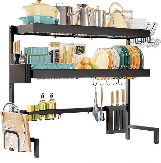 Over The Sink Dish Drying Rack, Expandable 3-Tier Stainless Steel Kitchen - Image 5