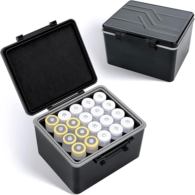JJC 18650 Battery Case Holder for 20 x 18650 Battery, Water-Resistant & by JJC