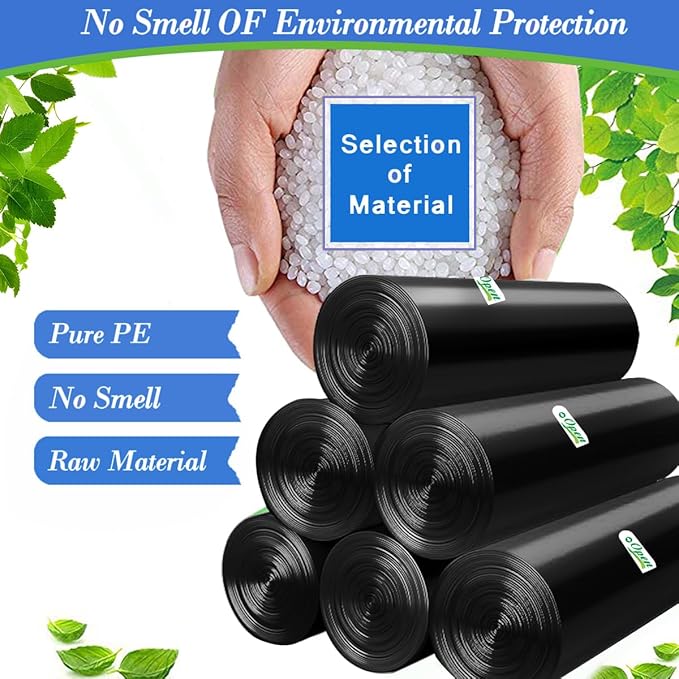 8 Gallon 60pcs Medium Black Trash Bags Strong Black Garbage Bags, Bathroom - Image 4