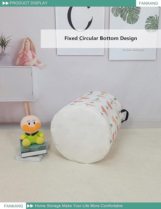FANKANG Storage Basket, Nursery Hamper Canvas Laundry Basket Foldable - Image 7