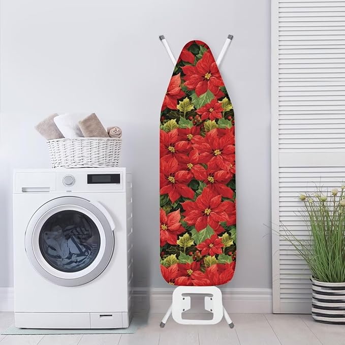 Poinsettia Print Iron Cover for Ironing Board Scorch Resistant Dirt-Proof - Image 3
