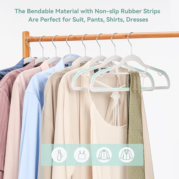 Pack of 30 Coat Hangers, Space-Saving Plastic Clothes Hangers, 0.2 Inches Slim - Image 7