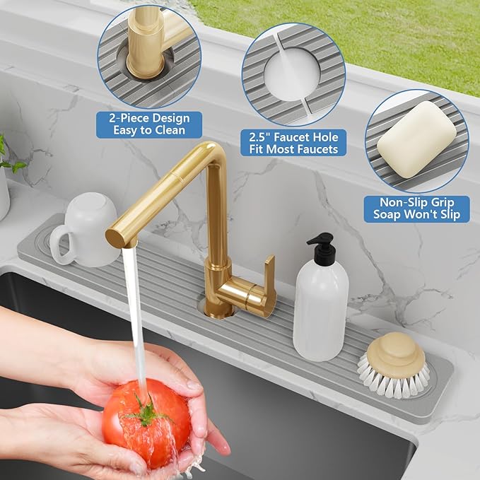 24'' Longer Faucet Mat for Kitchen Sink Stone Faucet Mat for Kitchen Sink - Image 4