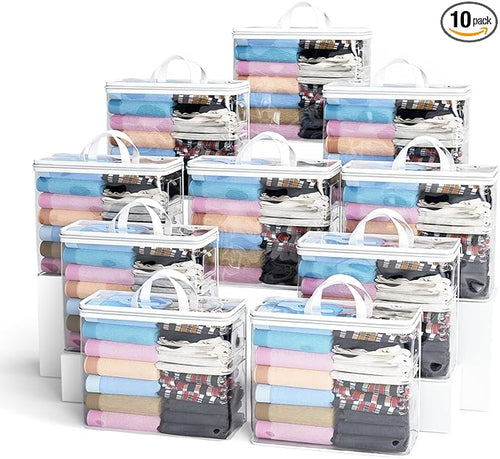 10PACK Clear Zippered Storage Bags by Hopack