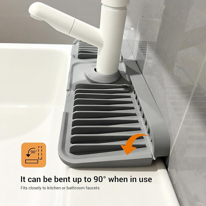 Faucet Mat for Kitchen Sink, Snap-On Design & 7°slope Fast Drain, Folding Sink - Image 3