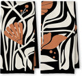 Abstract Boho Black and Beige Brown Floral Kitchen Towels Set of 2, 70s Retro by Unknown