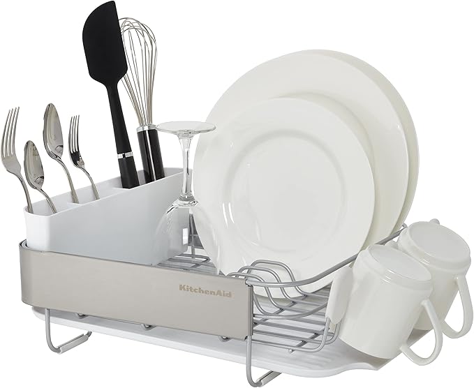 KitchenAid Compact Satin Wire Rust Resistant, Expandable Dish Rack - Image 3
