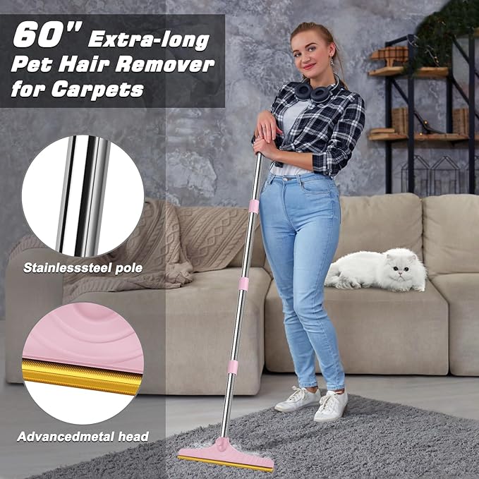 B-Land Carpet Rake for Pet Hair Removal, Reusable Pet Hair Remover - Image 2