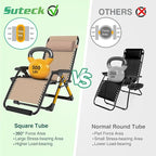 Suteck Oversized Zero Gravity Chair, 29In XL Outdoor Recliner Chair w/Removable Cushion&Headrest, Camping Lounge Chair w/Upgraded Lock&Footrest, Reclining Patio Chairs for Indoor Outdoor,500LBS - Image 6